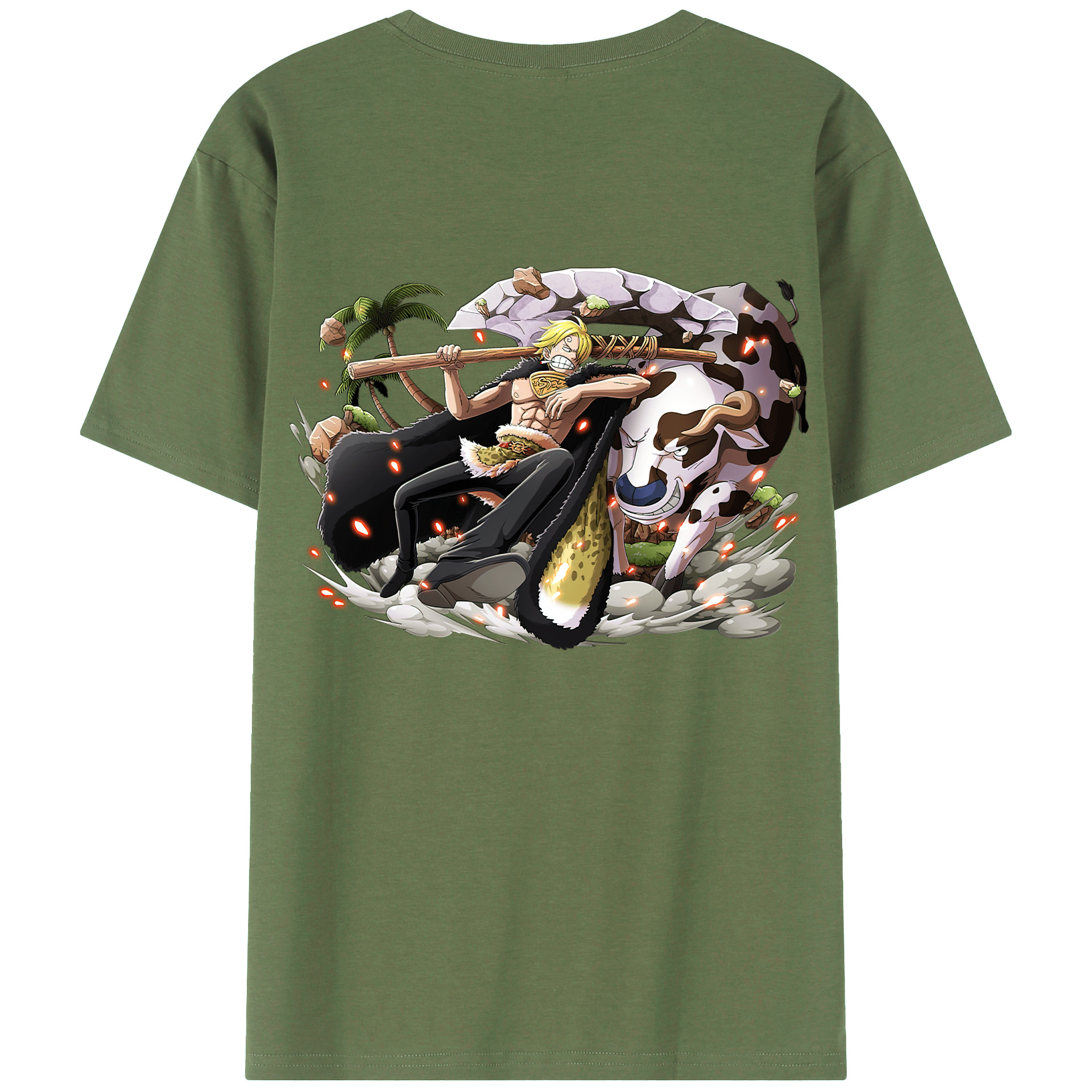 （画像用） ワンピース サンジ ONE PIECE Sanji 綿100％ メンズ半袖Tシャツ（バックプリント） 通気性